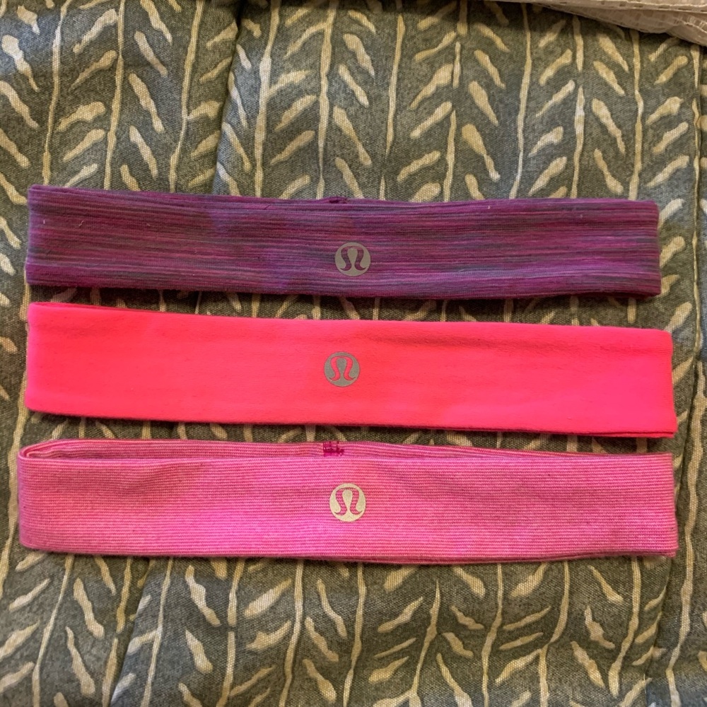 3 pink lululemon headbands